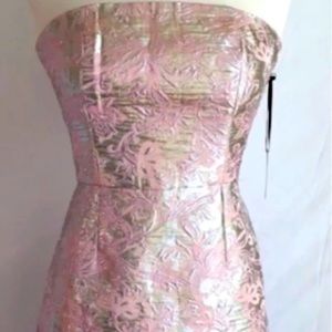 Forever 21 pink and silver metallic brocade corset dress. Brand new with tags!